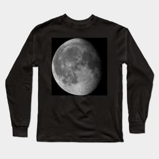 Waning gibbous Moon on black sky Long Sleeve T-Shirt